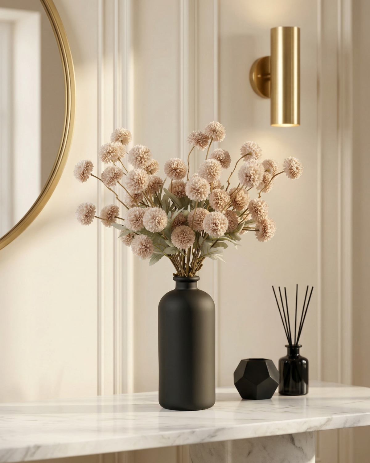 Faux Kiku Flower - BEIGE