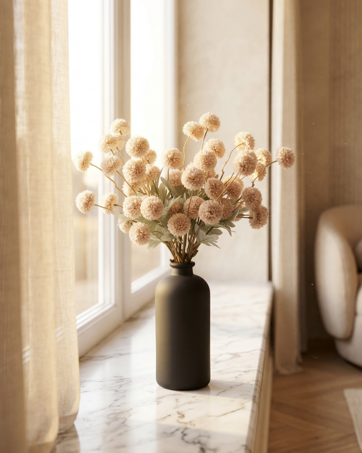 Faux Kiku Flower - BEIGE