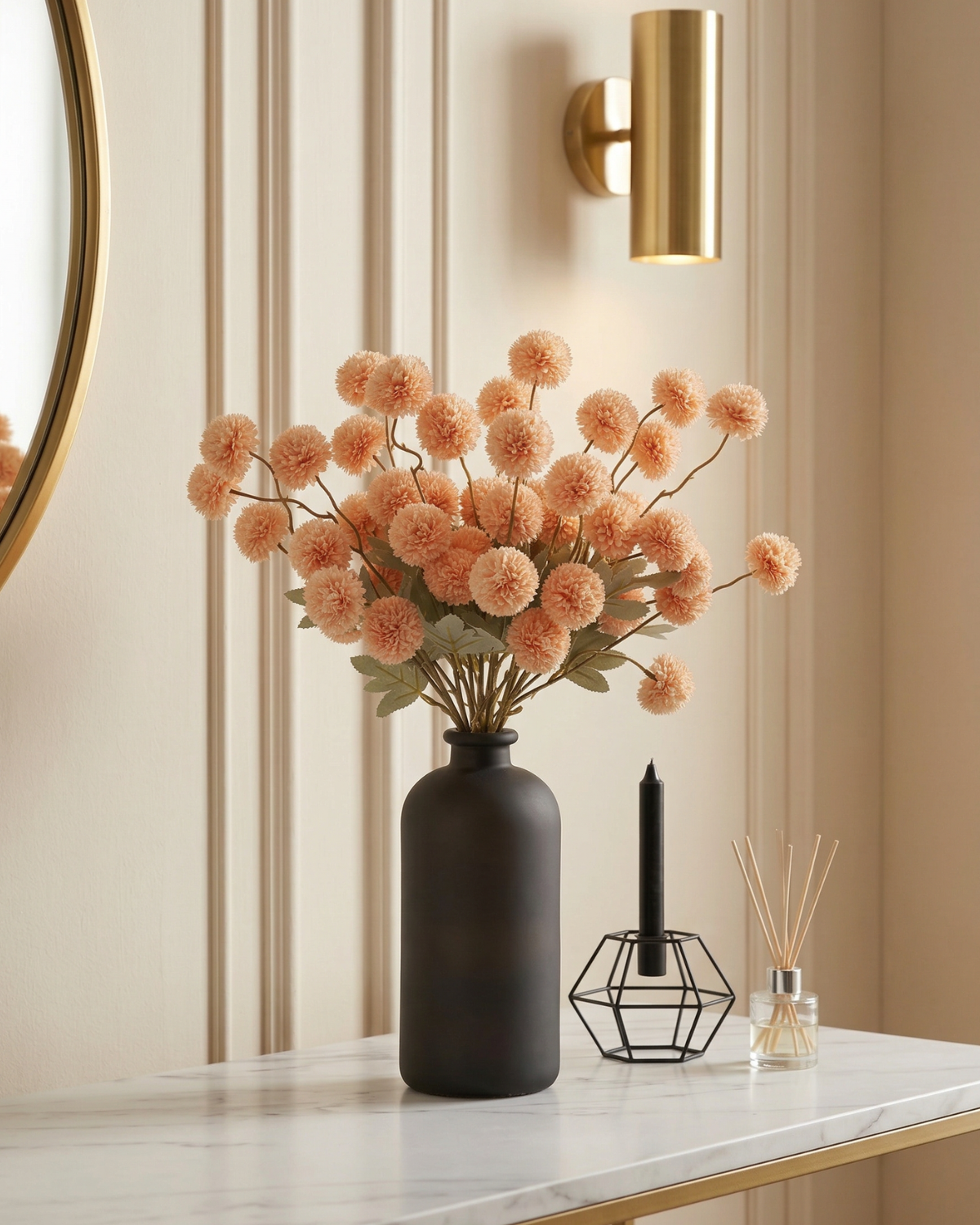 Faux Kiku Flower - ORANGE