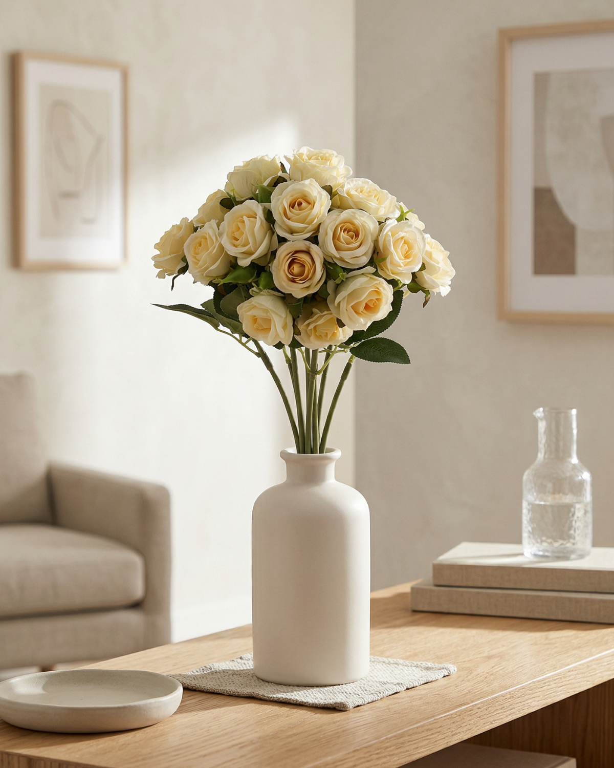 Faux Rose Bouquet - YELLOW