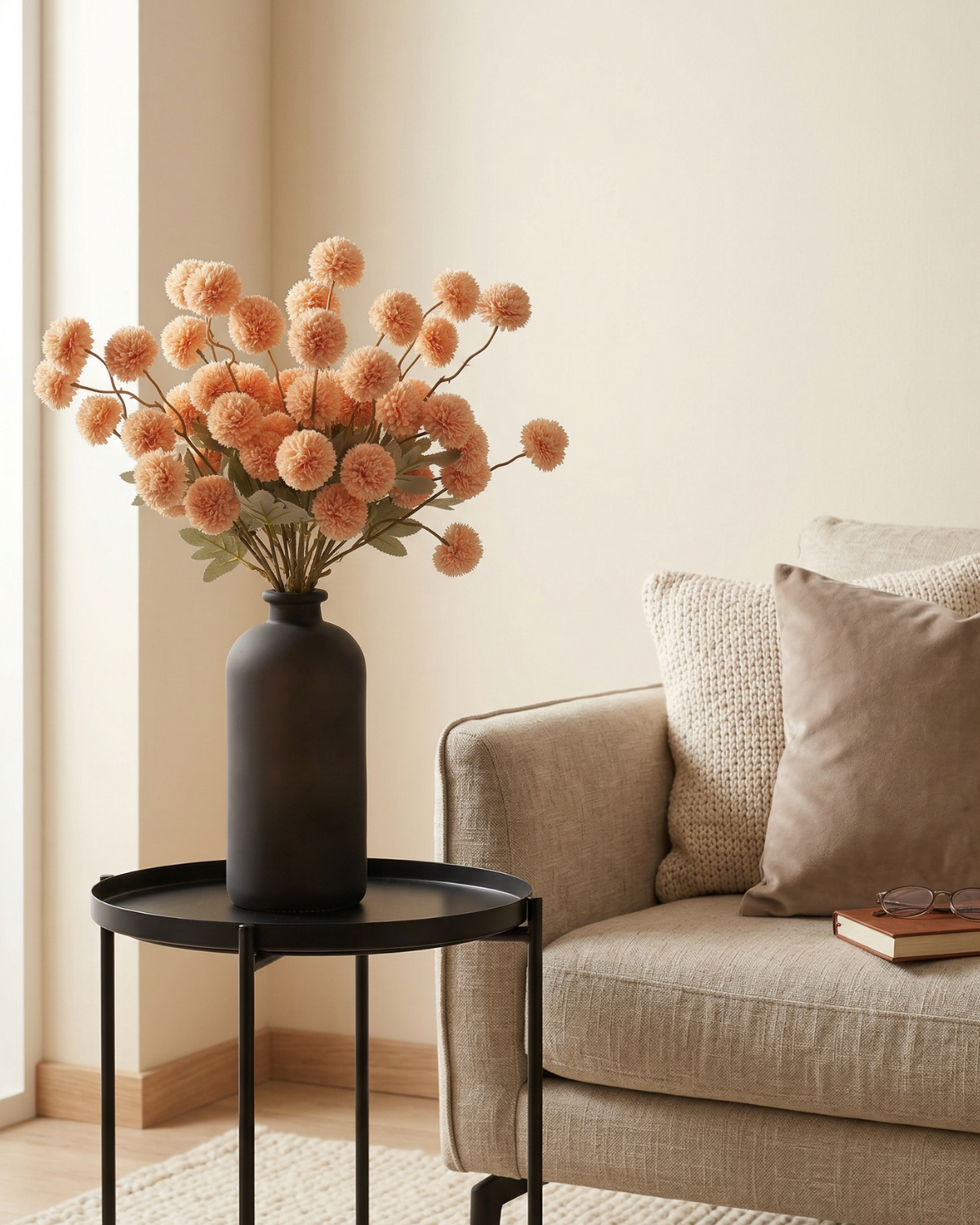 Faux Kiku Flower - ORANGE