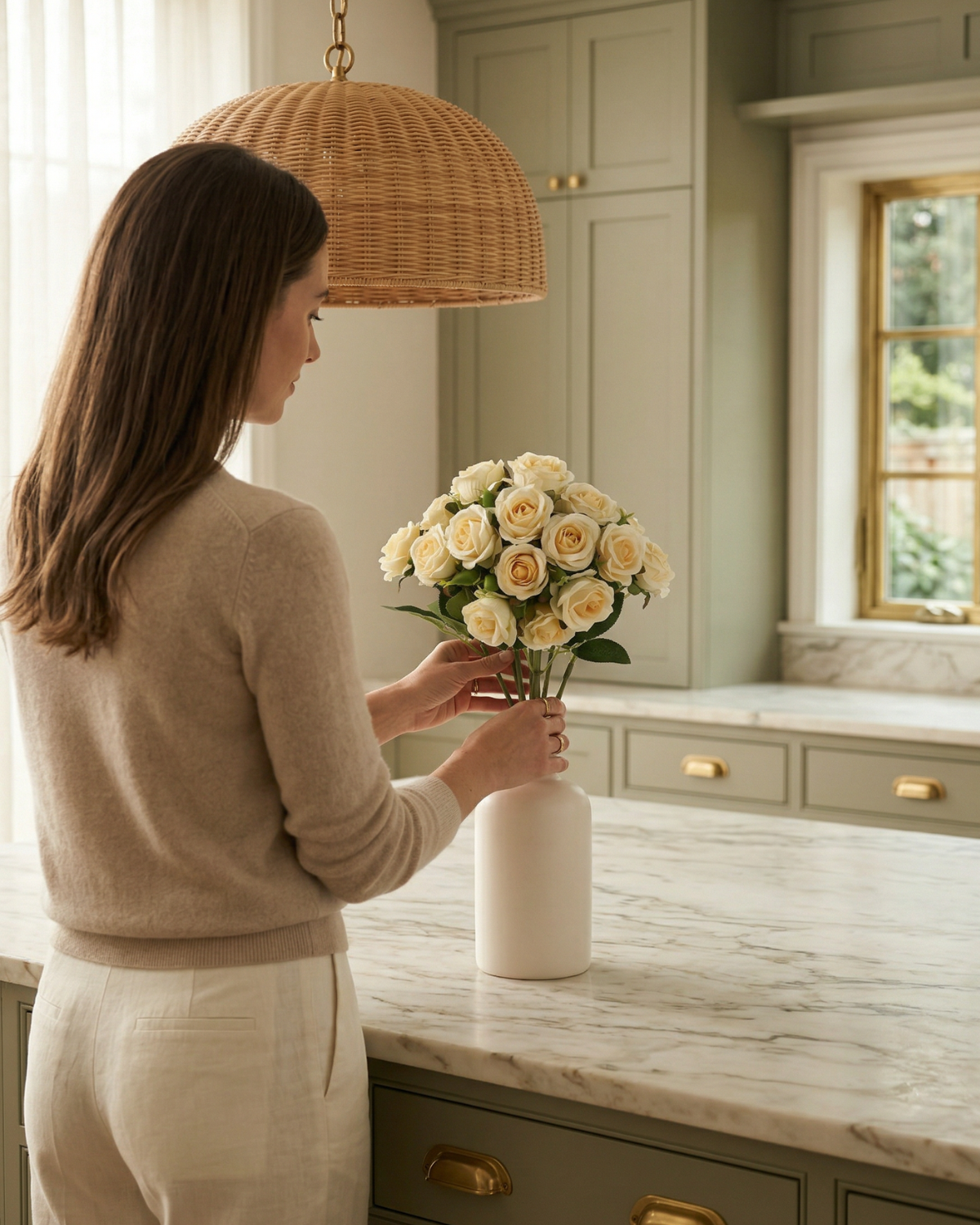 Faux Rose Bouquet - YELLOW