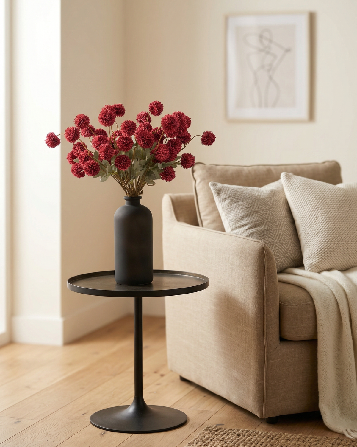 Faux Kiku Flower - RED