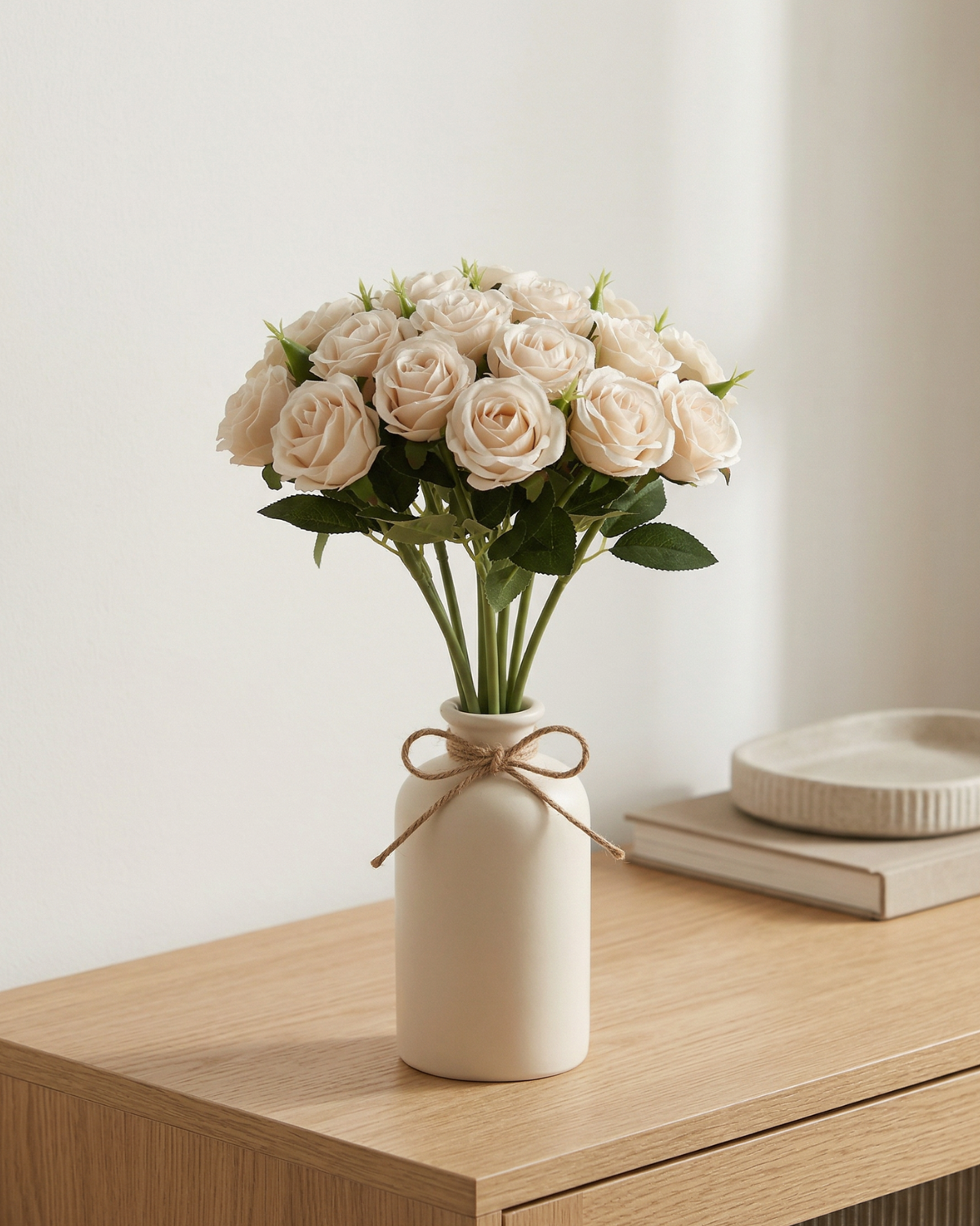 Faux Rose Bouquet - MILK WHITE
