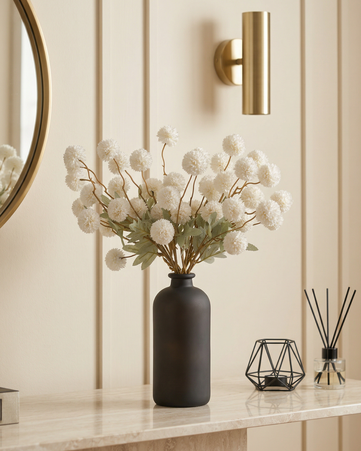 Faux Kiku Flower - WHITE