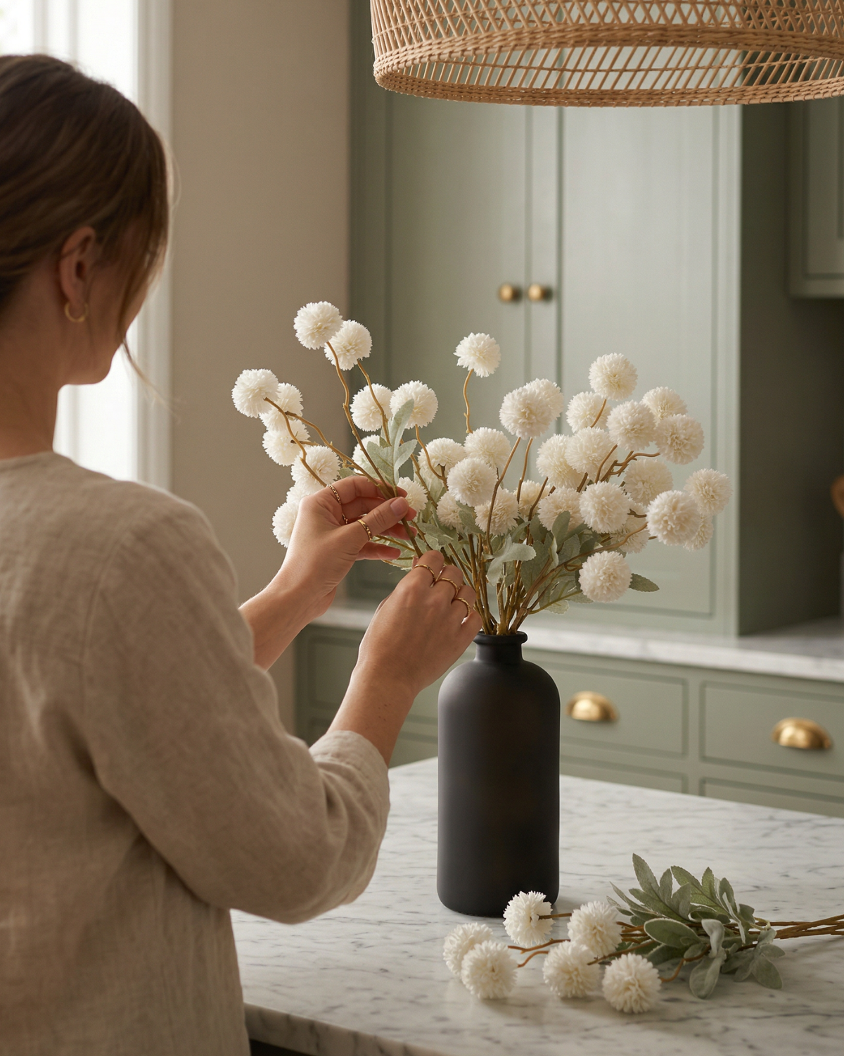 Faux Kiku Flower - WHITE