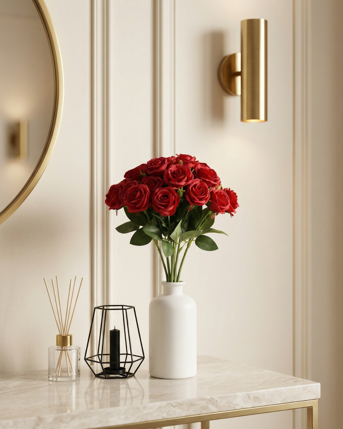 Faux Rose Bouquet - RED