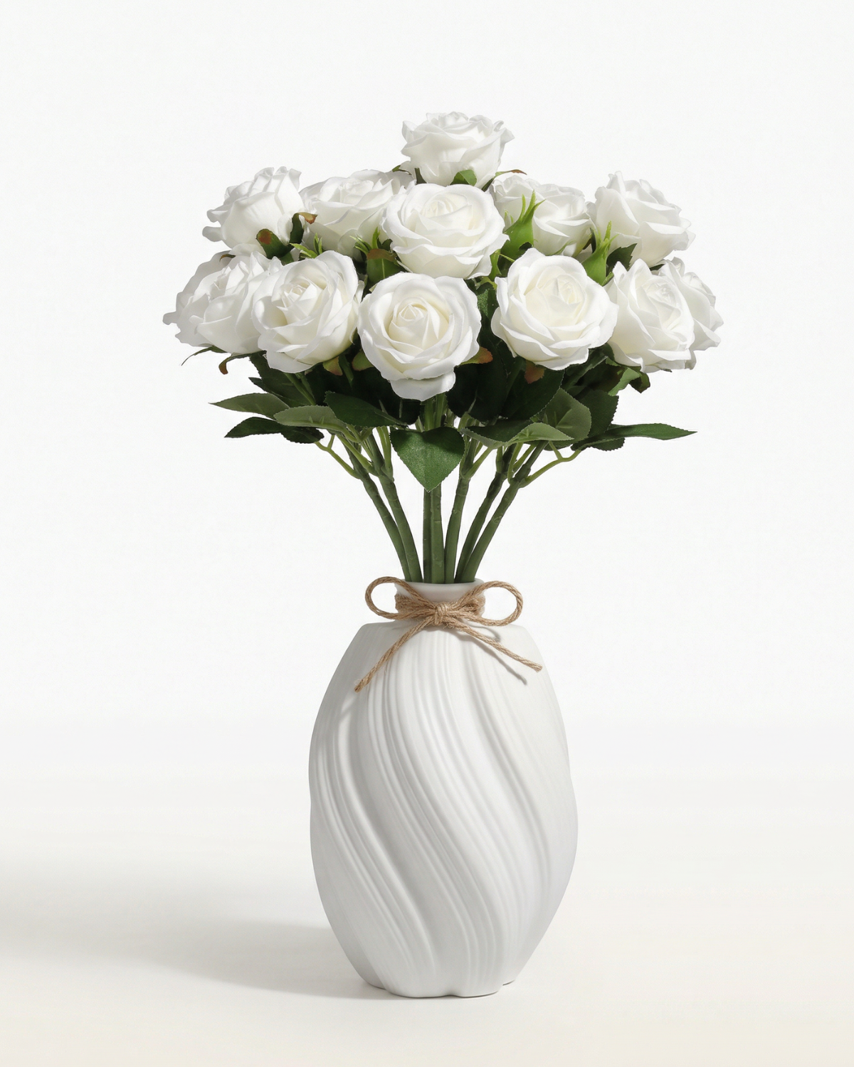 Faux Rose Bouquet - WHITE