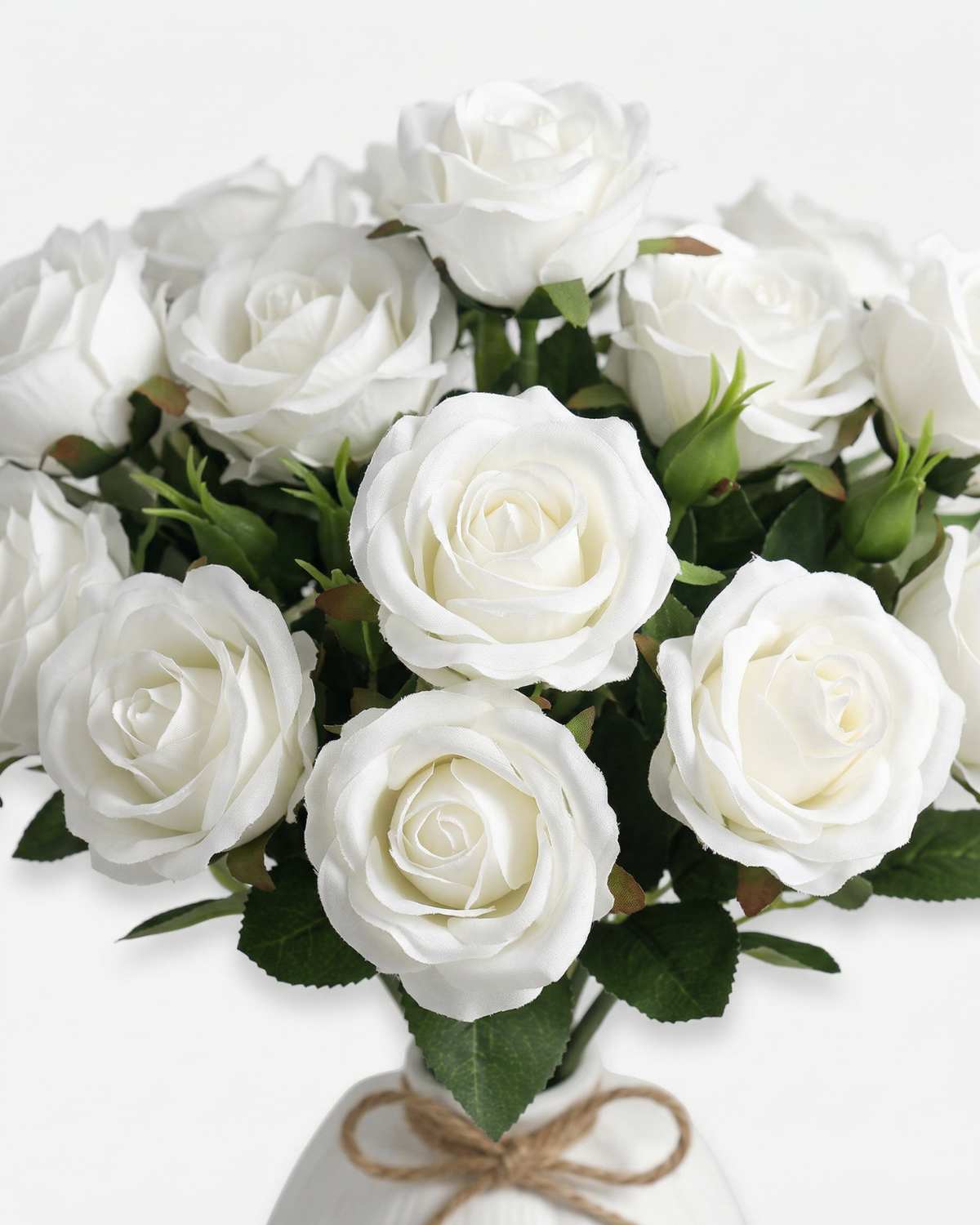 Faux Rose Bouquet - WHITE