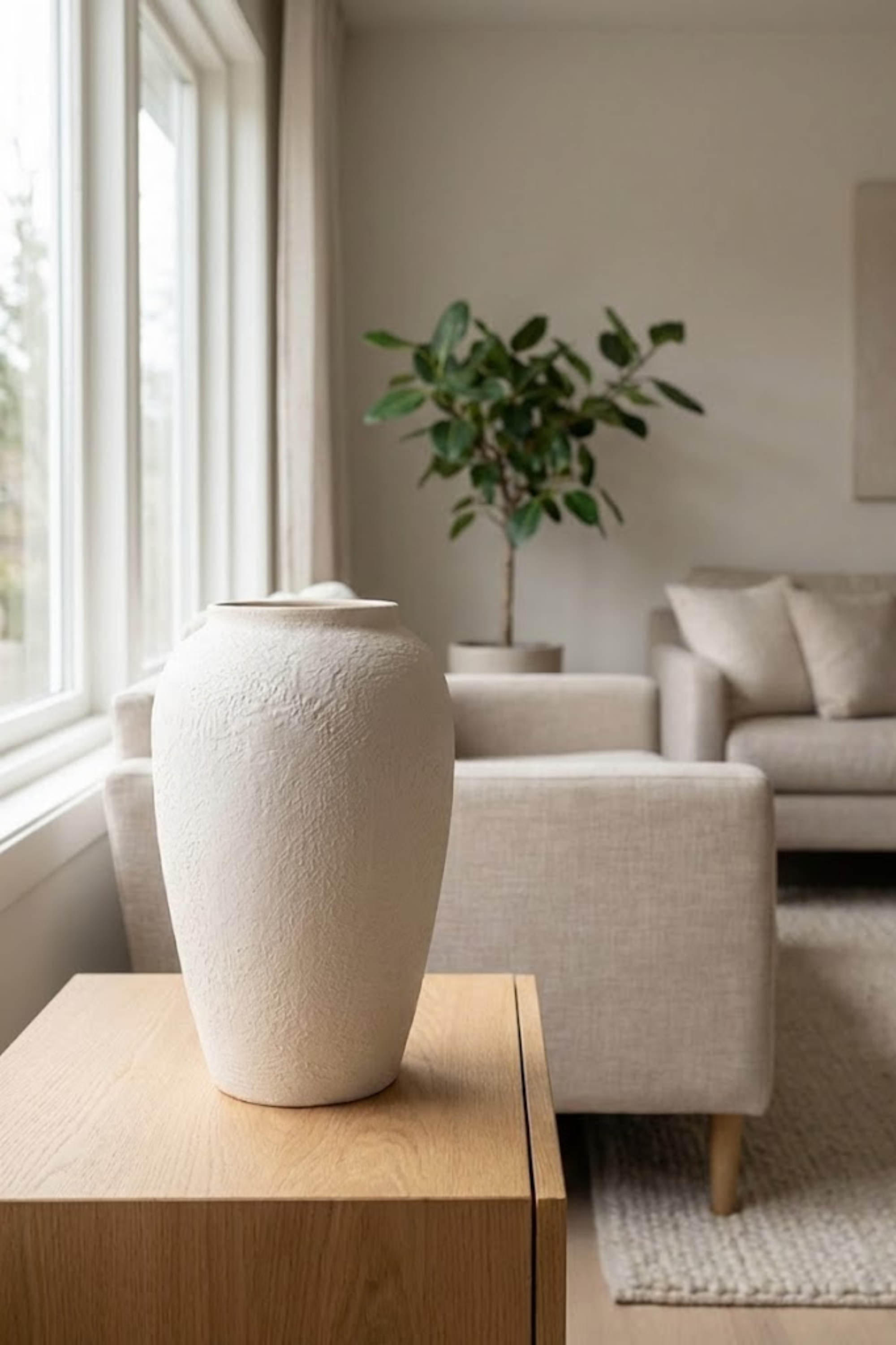 Matte Stone Ceramic Vase – Medium