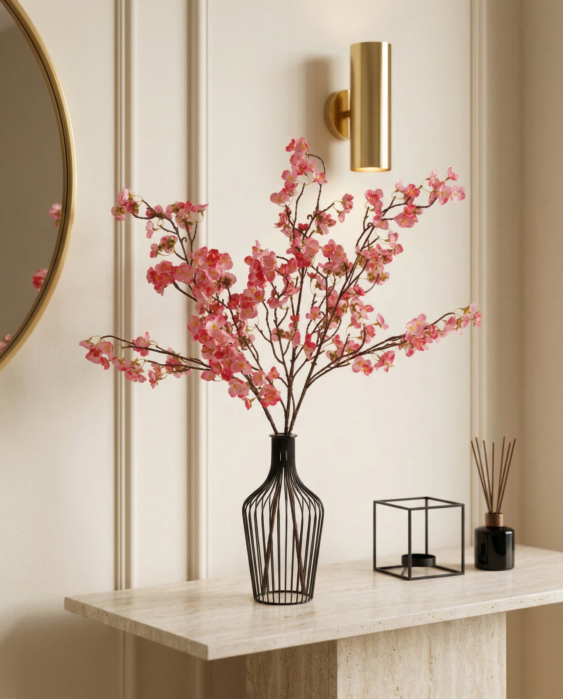 Faux Blossom Branch - FUCHSIA PINK (3 STEMS)