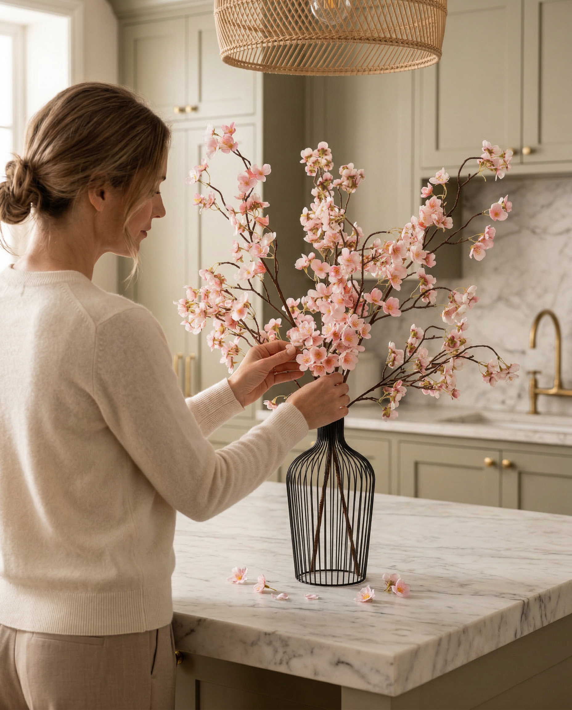 Faux Blossom Branch - OLD PINK (3 STEMS)