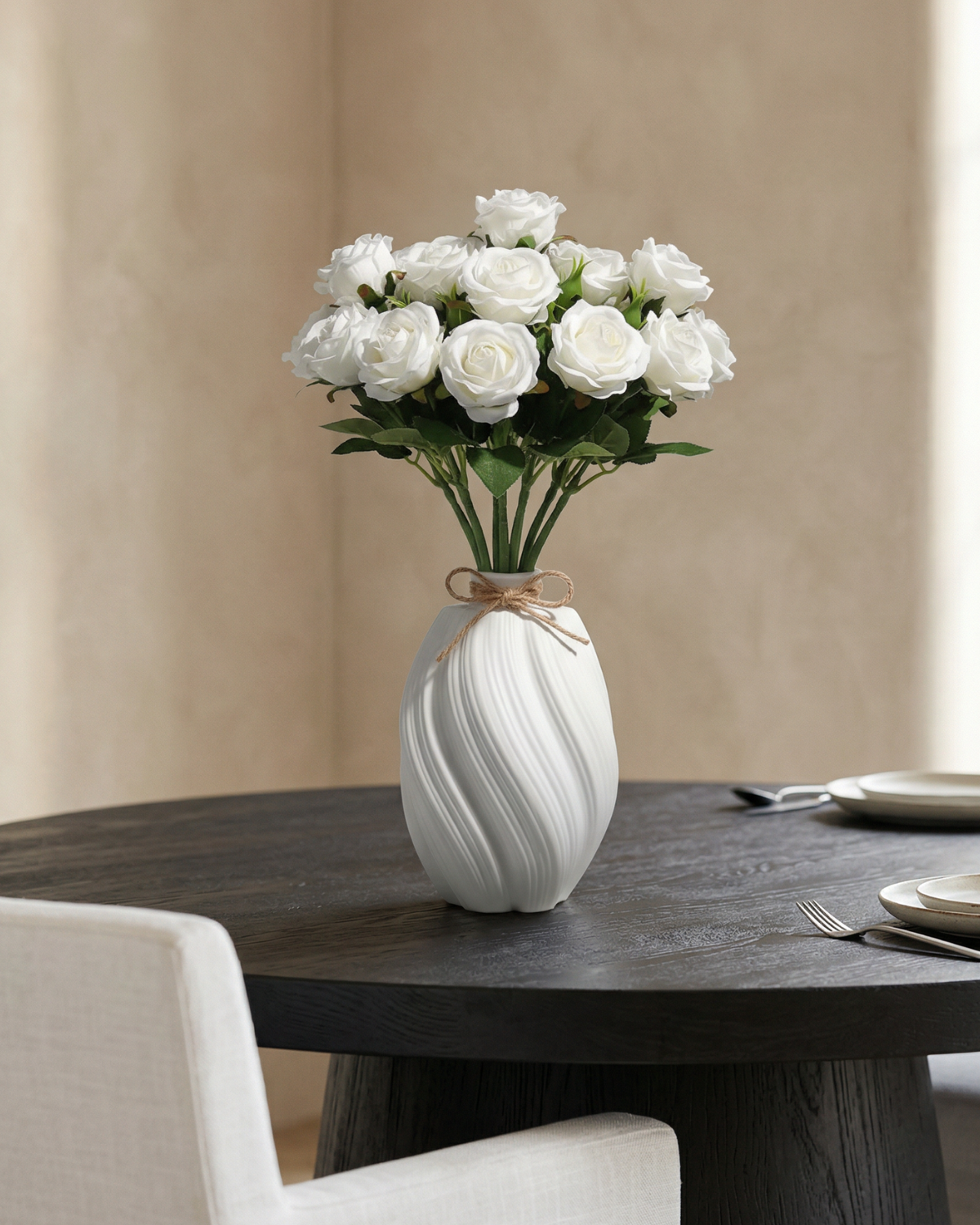 Faux Rose Bouquet - WHITE