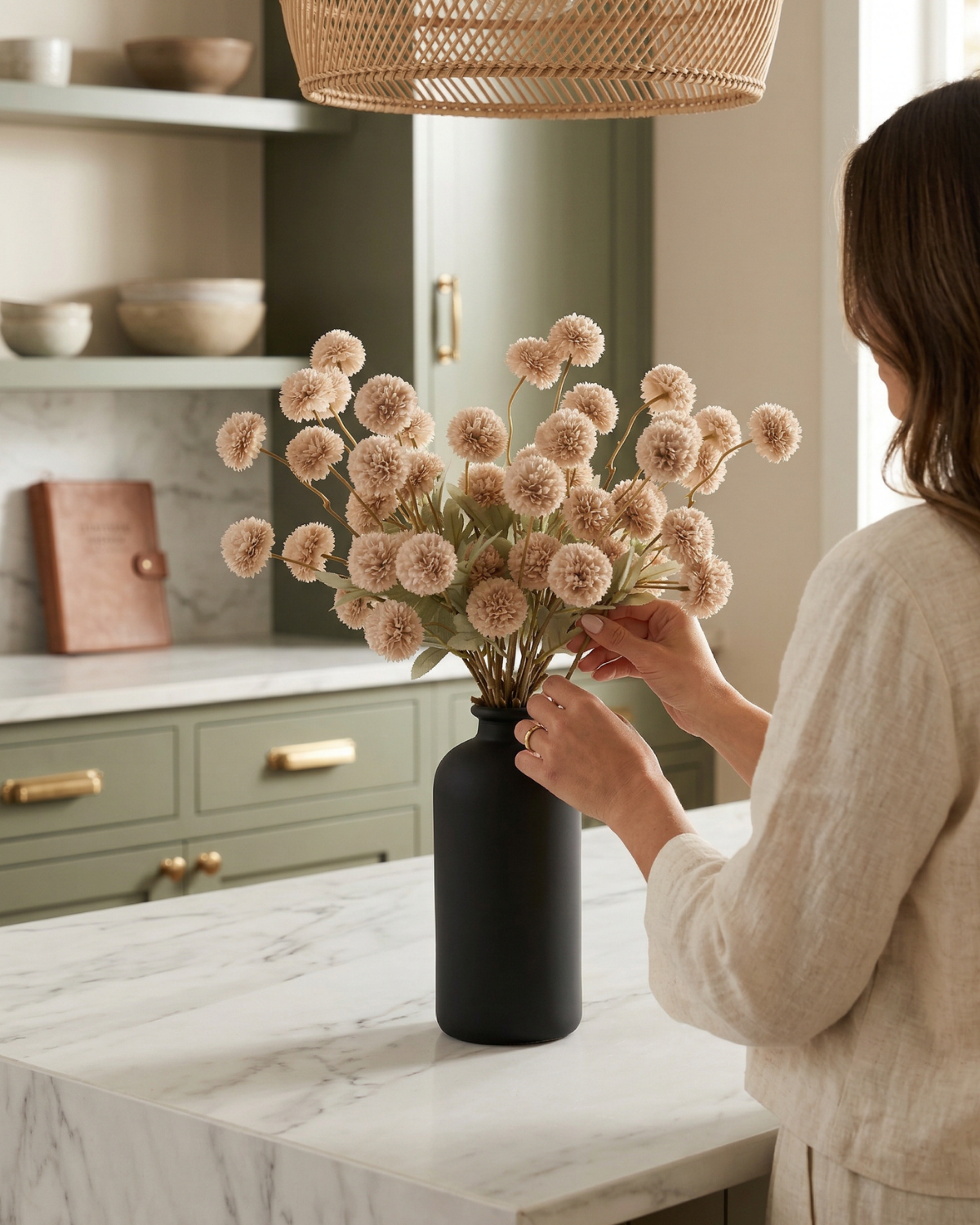 Faux Kiku Flower - BEIGE