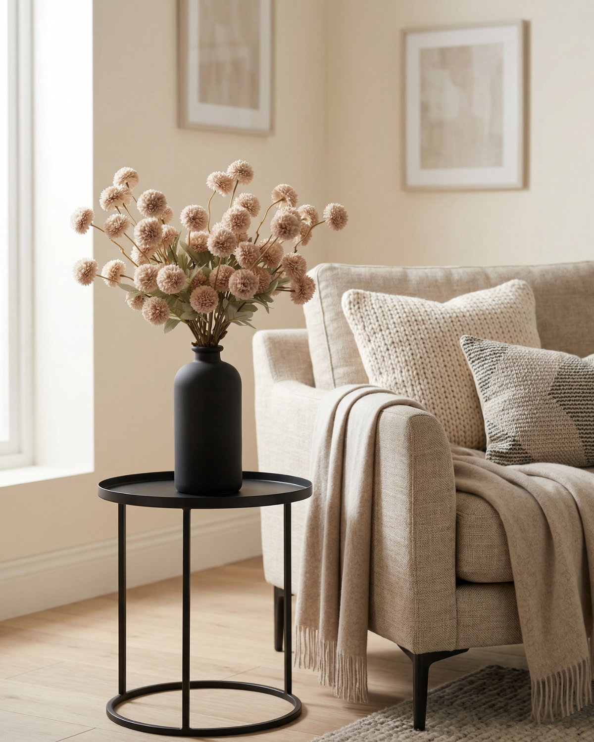 Faux Kiku Flower - BEIGE