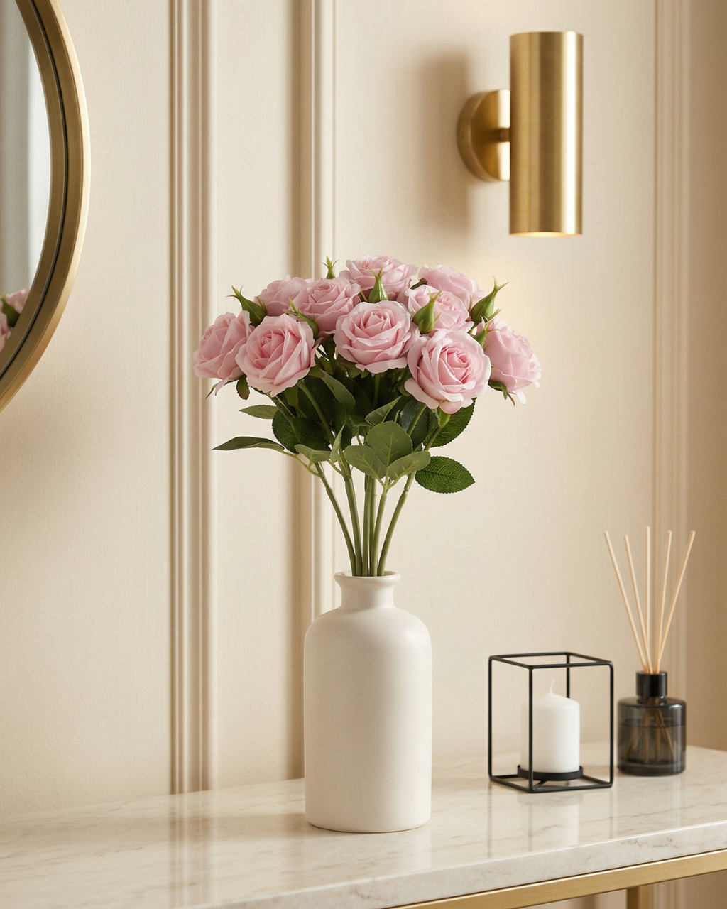 Faux Rose Bouquet - PINK