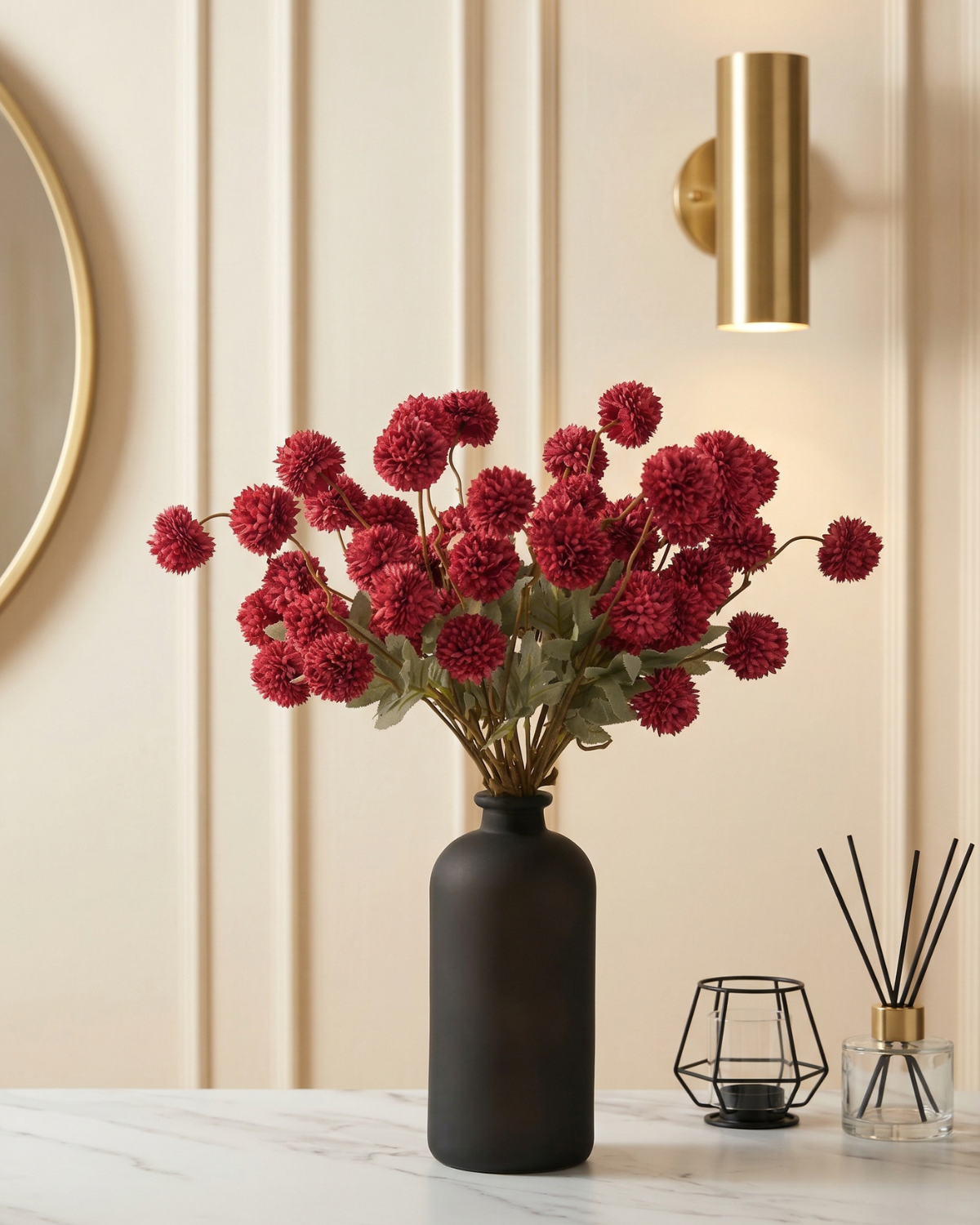 Faux Kiku Flower - RED