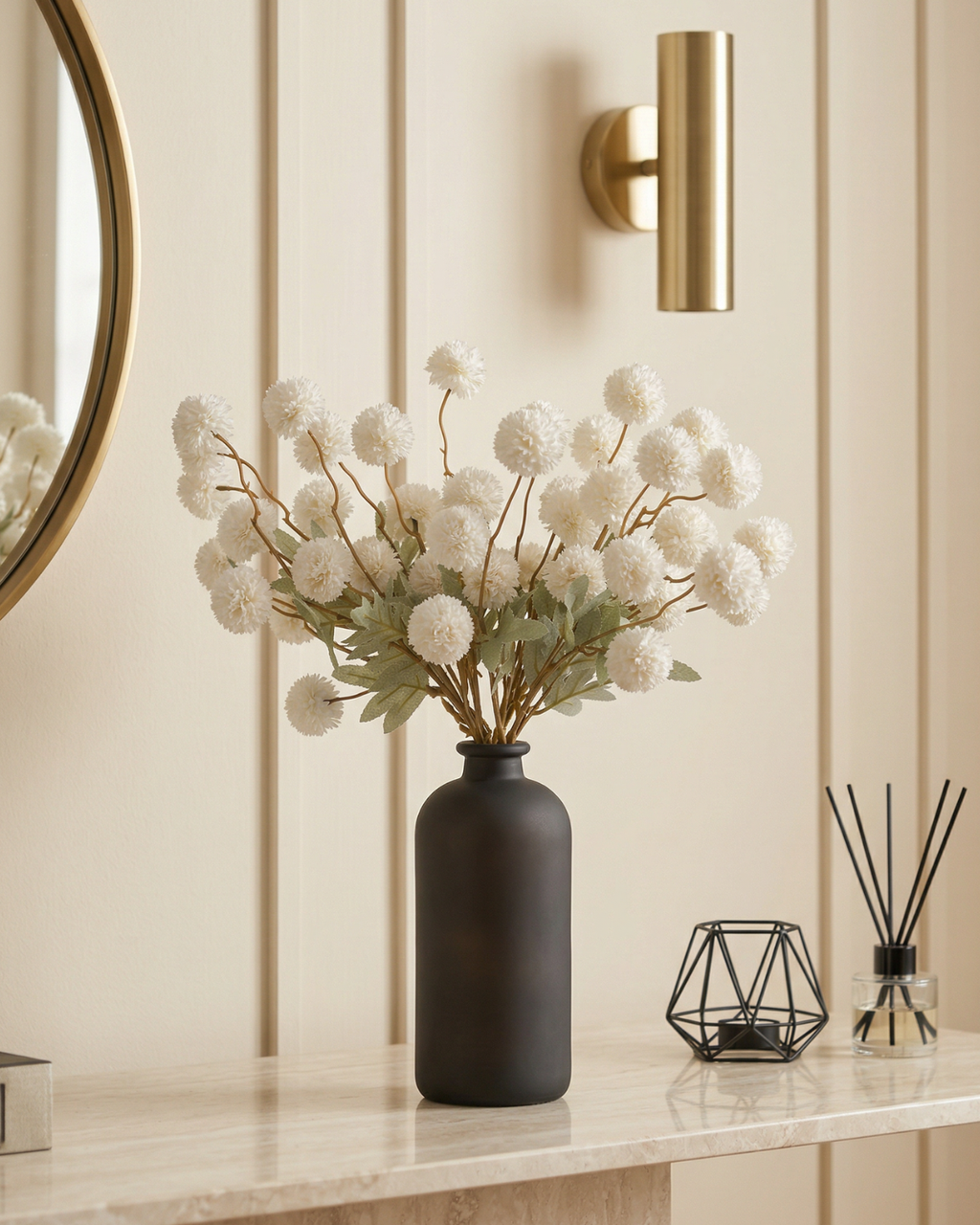 Faux Kiku Flower - WHITE