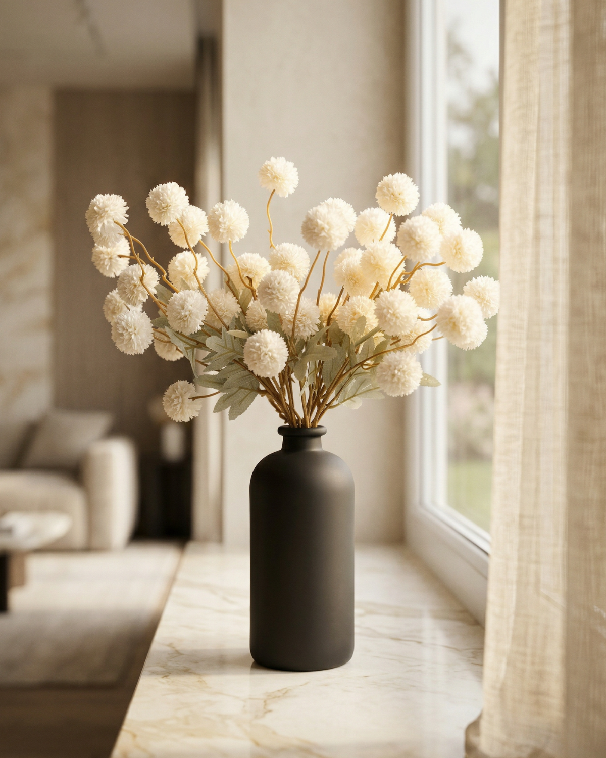 Faux Kiku Flower - WHITE