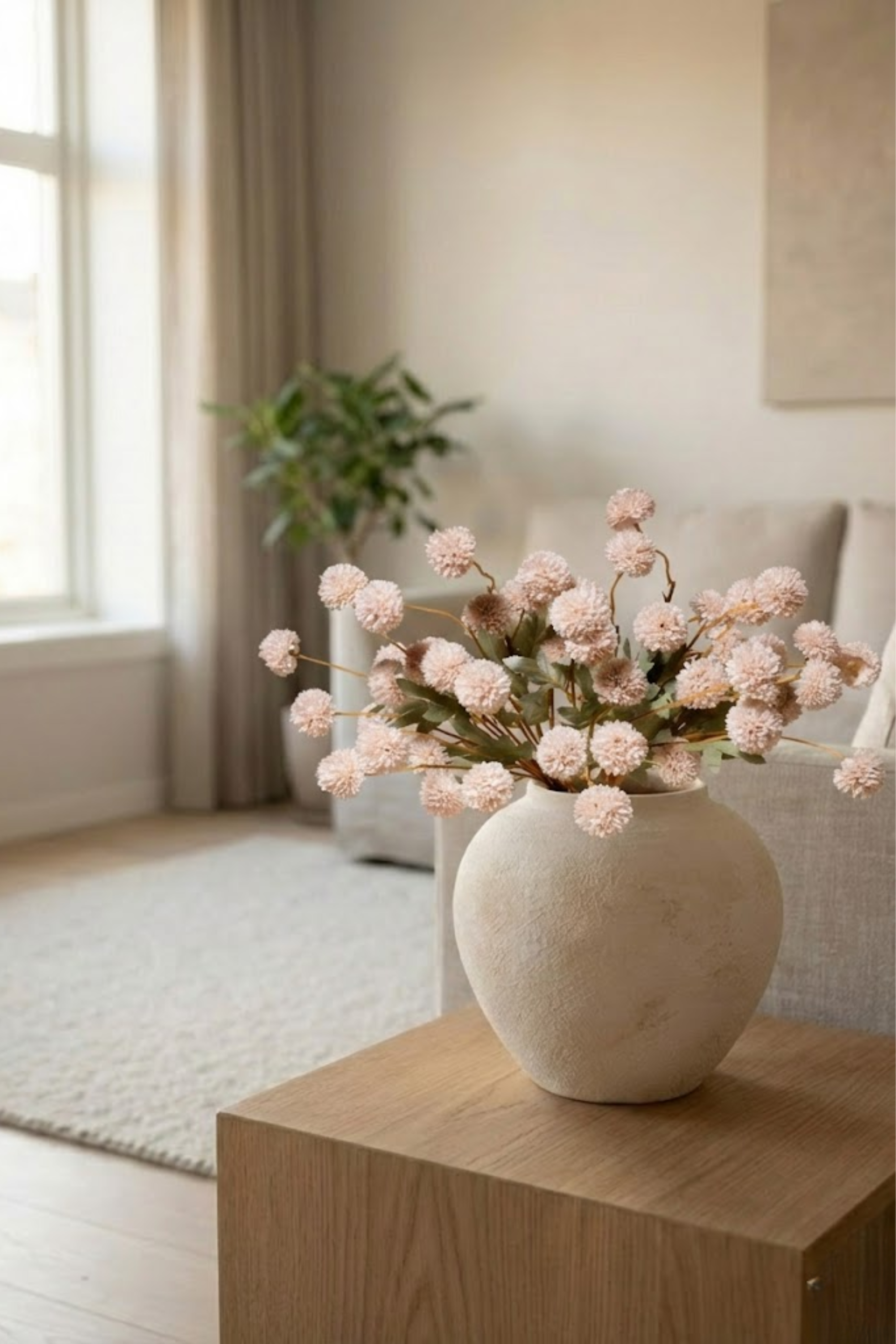 Matte Stone Ceramic Vase – Round