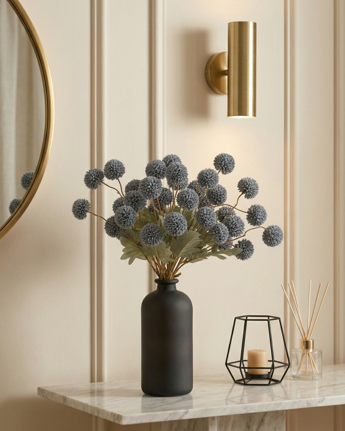 Faux Kiku Flower - BLUE