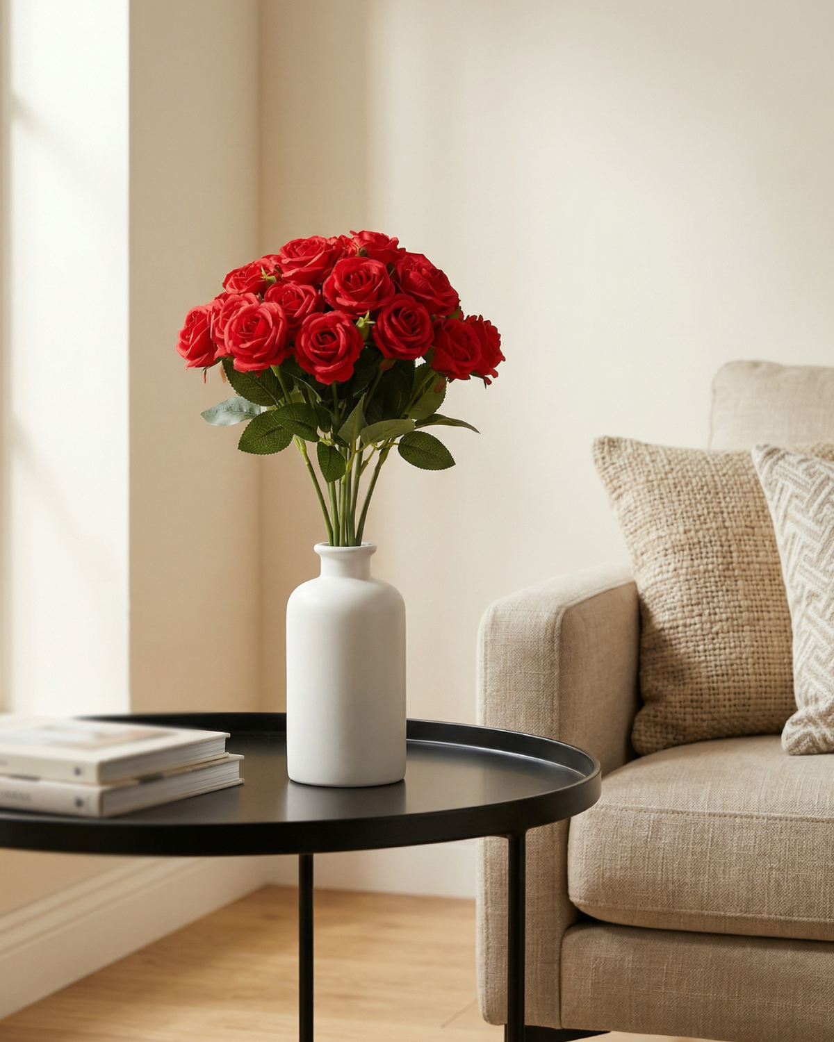 Faux Rose Bouquet - RED