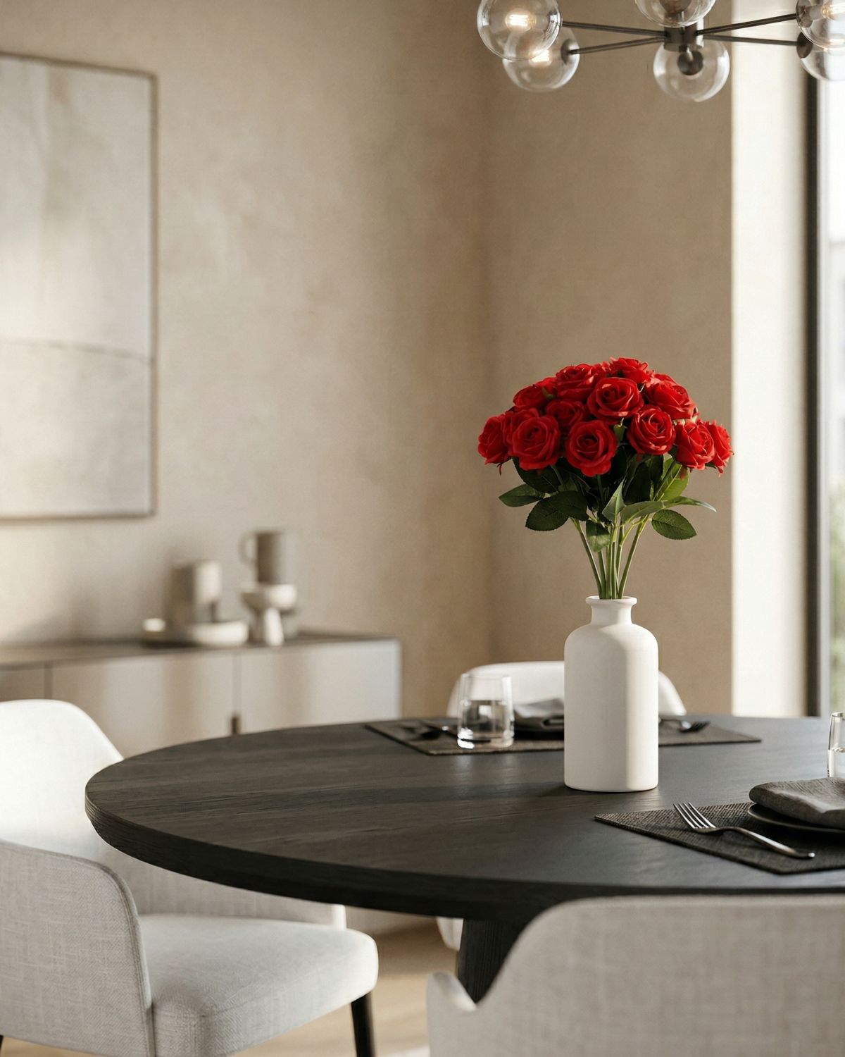 Faux Rose Bouquet - RED