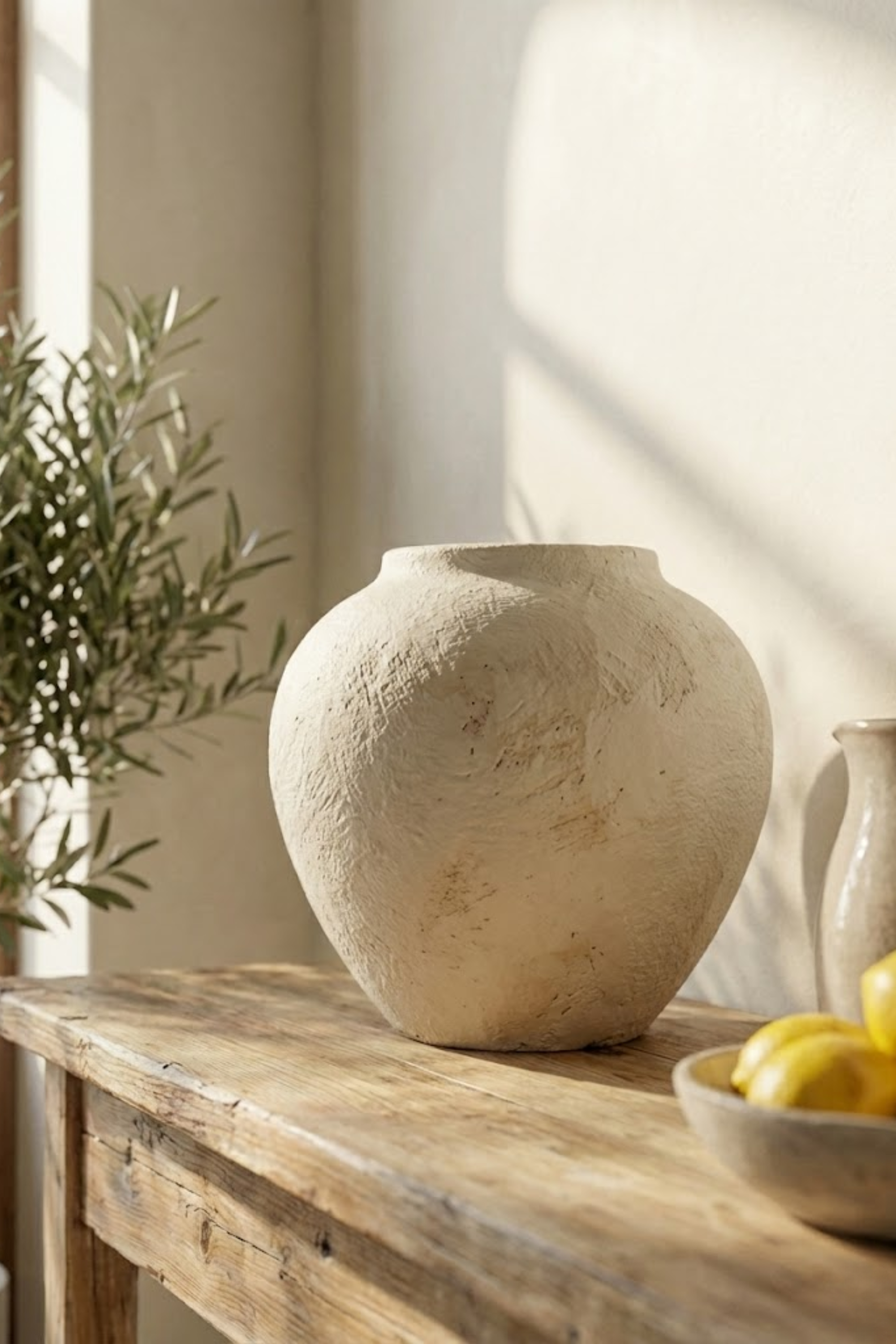 Matte Stone Ceramic Vase – Round