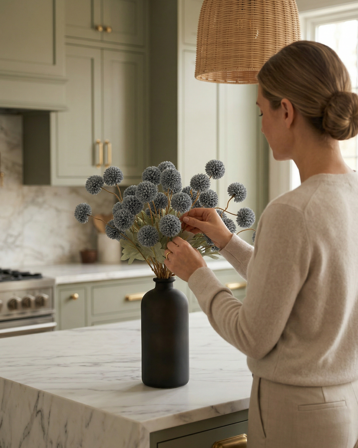 Faux Kiku Flower - BLUE