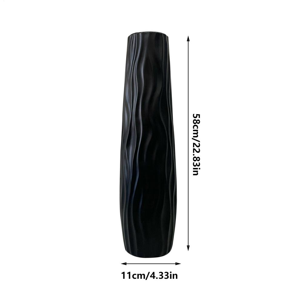 Sculptural 3D Relief Floor Vase 22.8" (58 cm) - BLACK