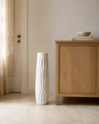 Sculptural 3D Relief Floor Vase 22.8" (58 cm) - WHITE