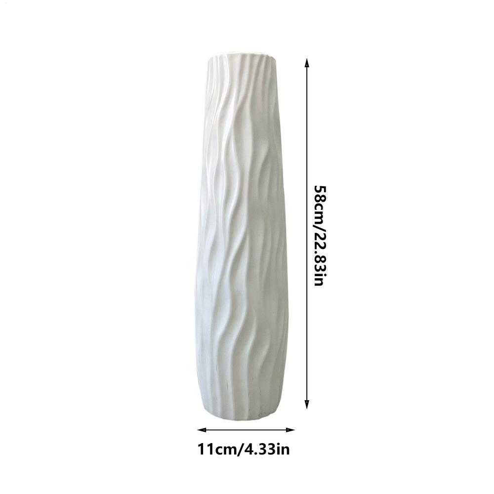 Sculptural 3D Relief Floor Vase 22.8" (58 cm) - WHITE