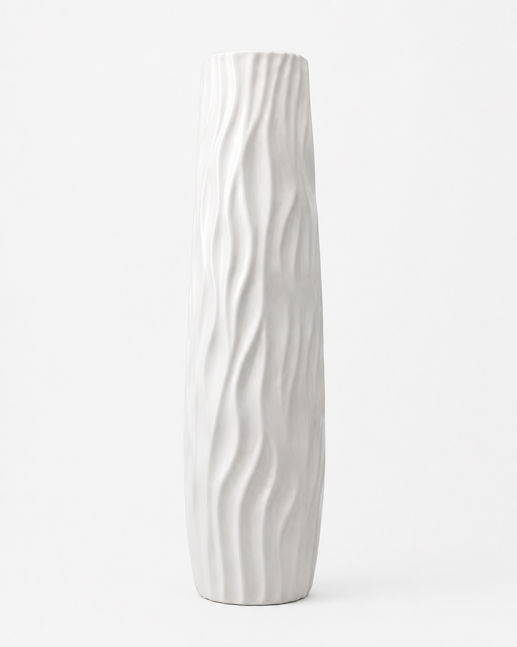 Sculptural 3D Relief Floor Vase 22.8" (58 cm) - WHITE