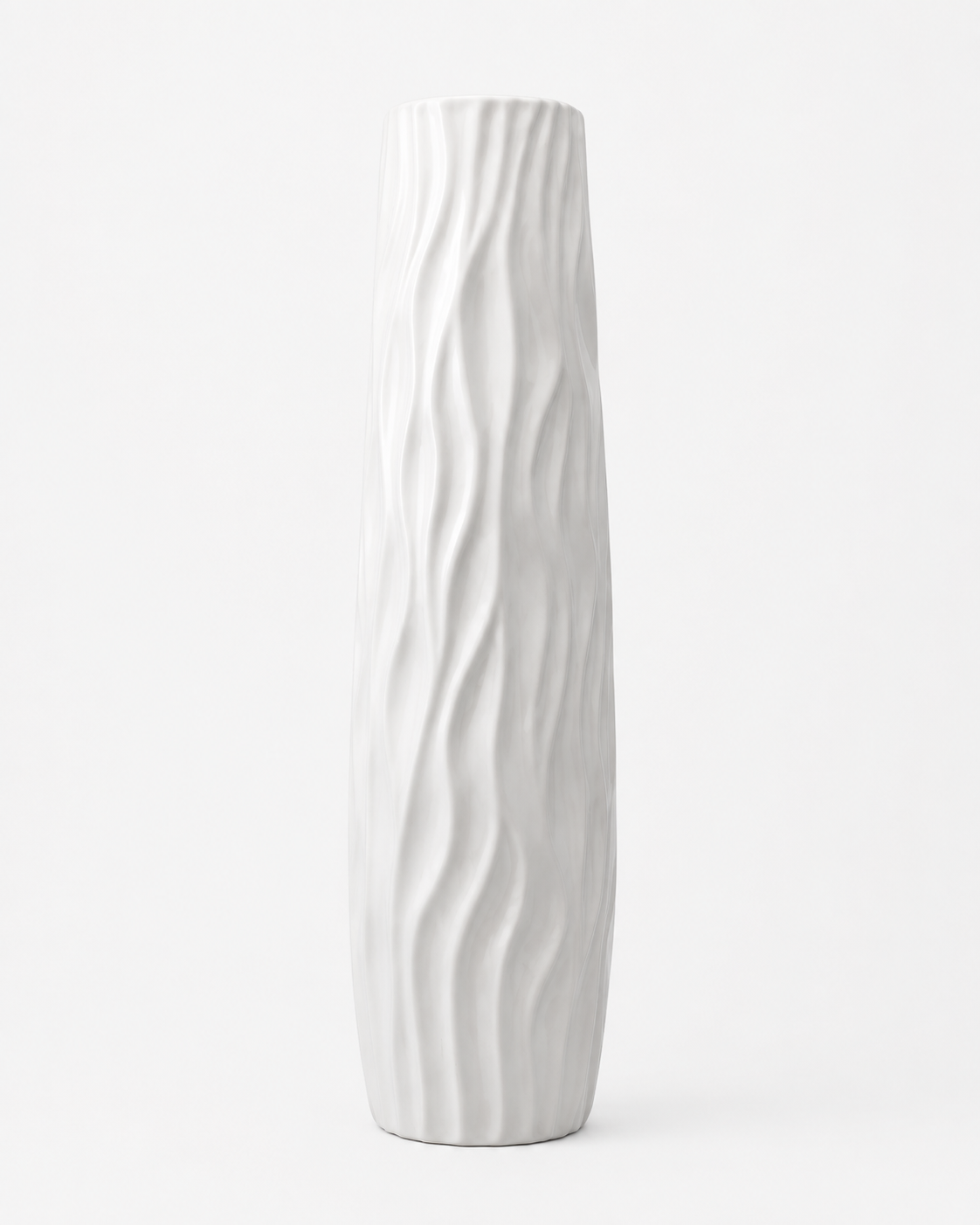 Sculptural 3D Relief Floor Vase 22.8" (58 cm) - WHITE