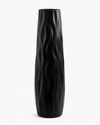 Sculptural 3D Relief Floor Vase 22.8" (58 cm) - BLACK