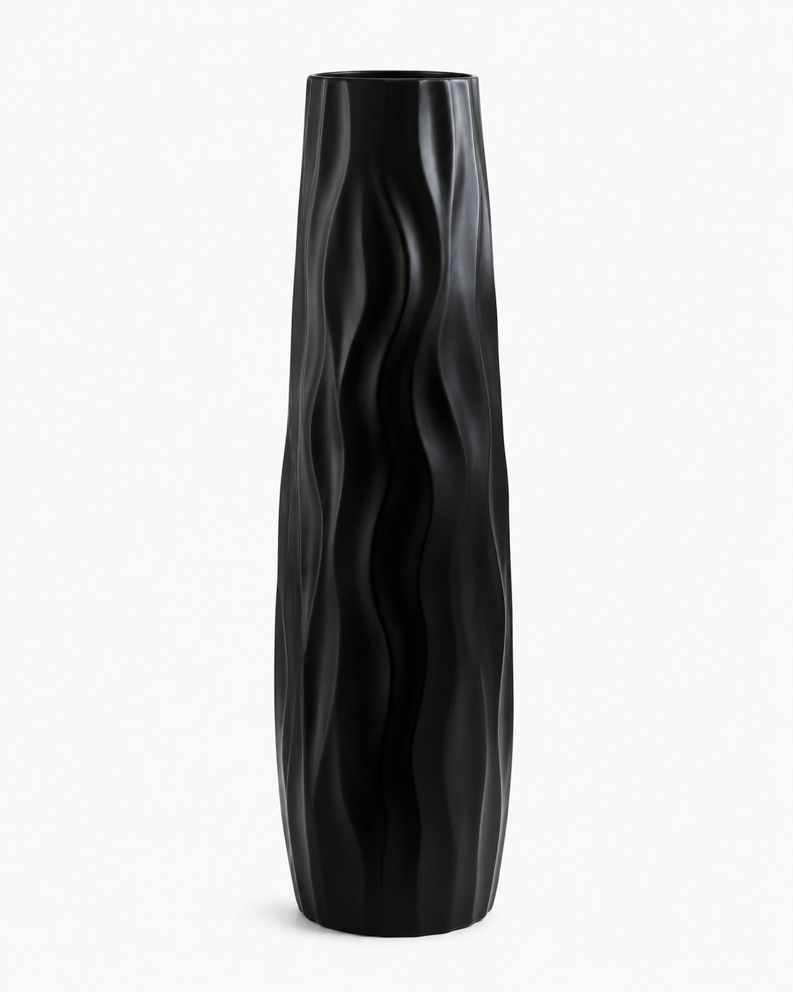 Sculptural 3D Relief Floor Vase 22.8" (58 cm) - BLACK
