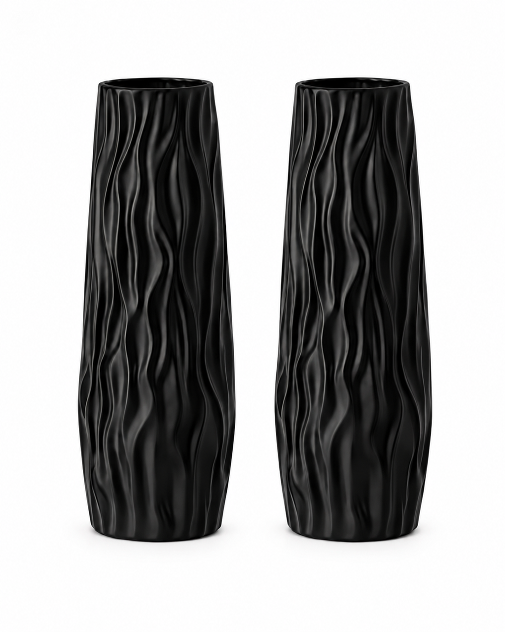 Tall Ceramic-Look Floor Vases Set of 2 – 22.8" (58 cm) - BLACK