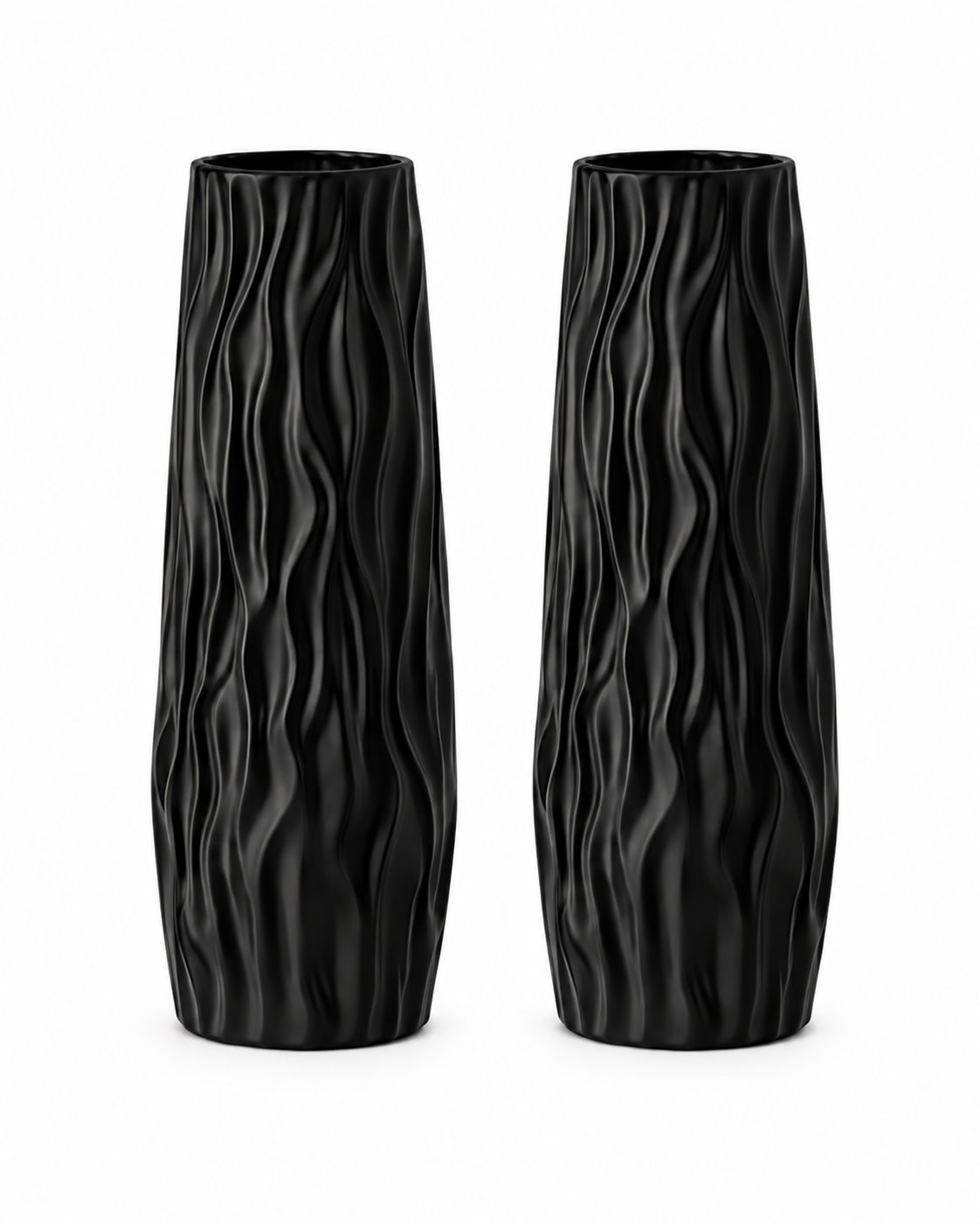 Tall Ceramic-Look Floor Vases Set of 2 – 22.8" (58 cm) - BLACK