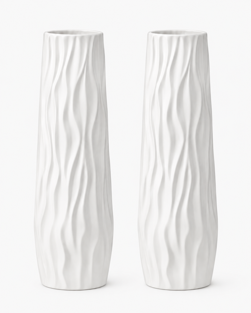 Tall Ceramic-Look Floor Vases Set of 2 – 22.8" (58 cm) - WHITE