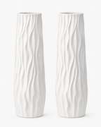 Tall Ceramic-Look Floor Vases Set of 2 – 22.8" (58 cm) - WHITE
