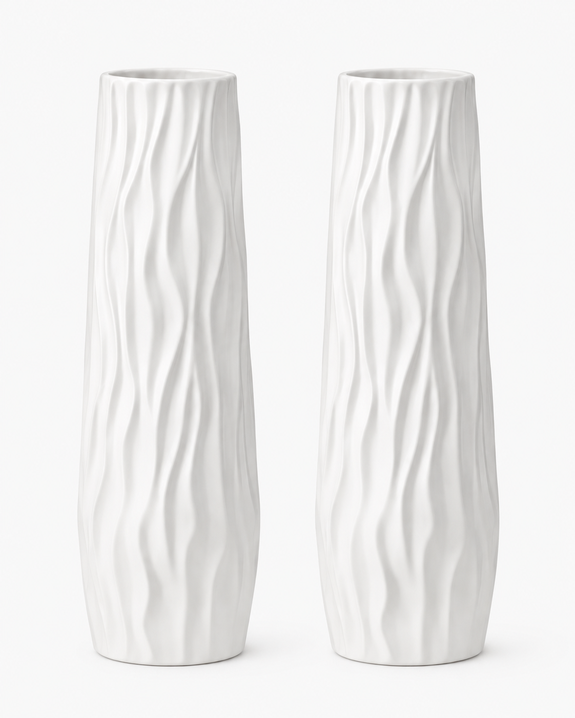 Tall Ceramic-Look Floor Vases Set of 2 – 22.8" (58 cm) - WHITE