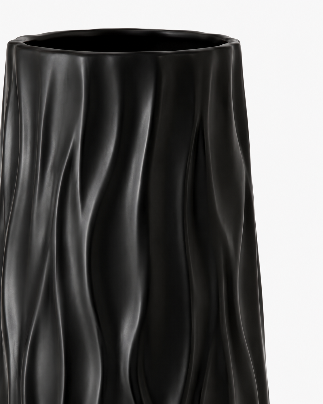 Tall Ceramic-Look Floor Vases Set of 2 – 22.8" (58 cm) - BLACK