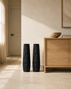 Tall Ceramic-Look Floor Vases Set of 2 – 22.8" (58 cm) - BLACK
