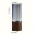 Modern Glass Vase with Timber Base 9.8" (25 cm)