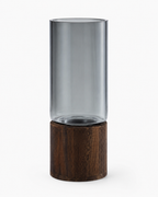 Modern Glass Vase with Timber Base 9.8" (25 cm)