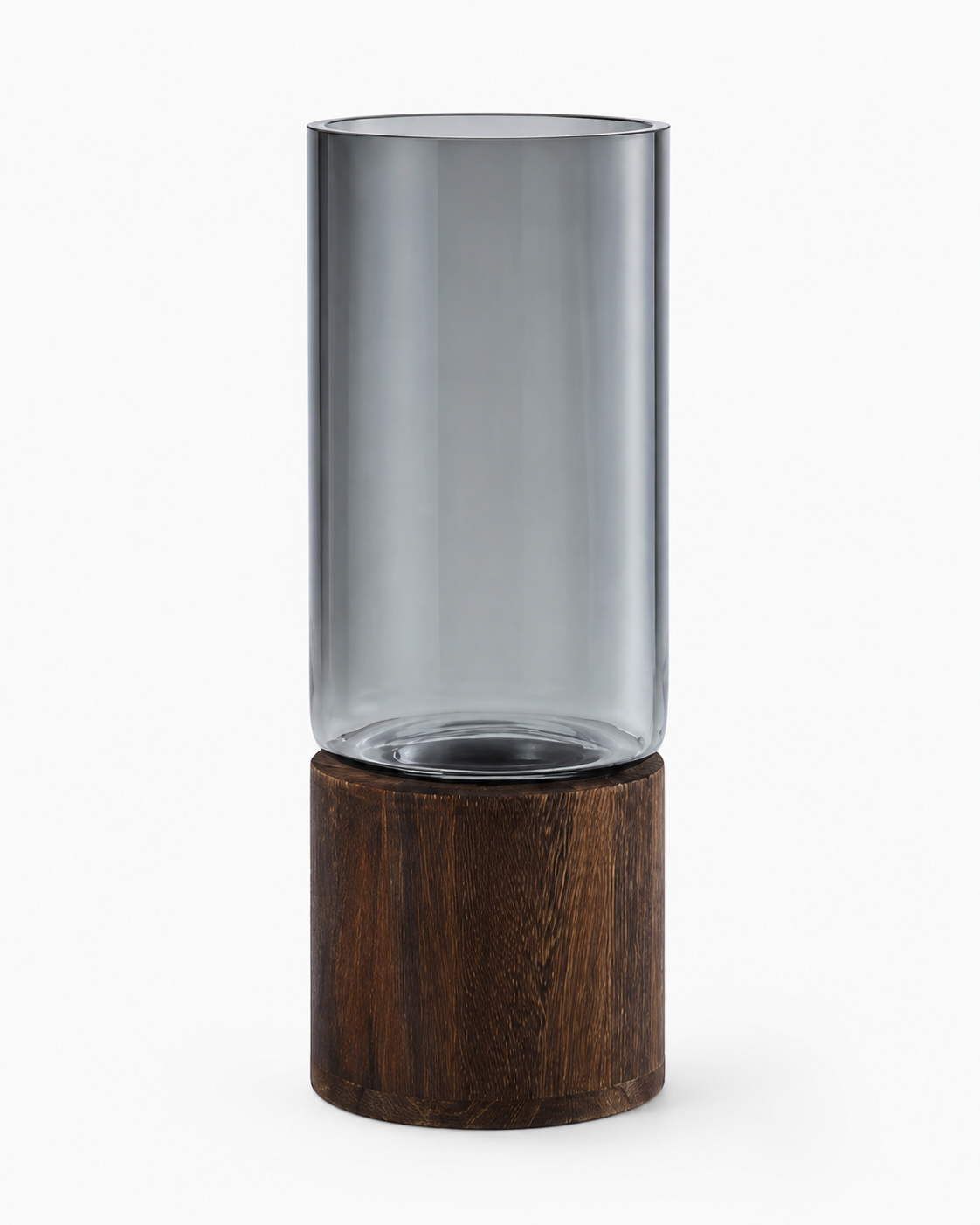 Modern Glass Vase with Timber Base 9.8" (25 cm)