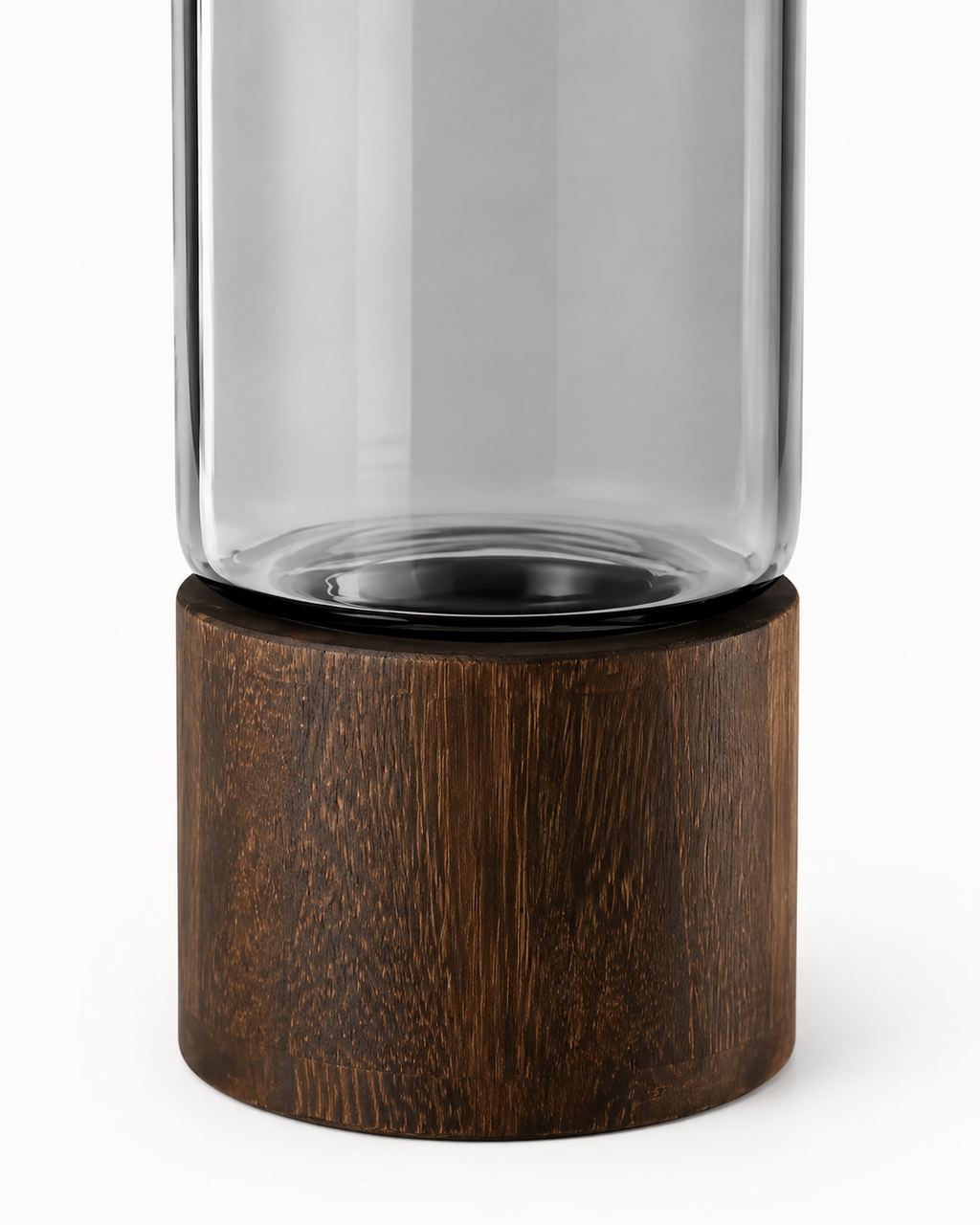 Modern Glass Vase with Timber Base 9.8" (25 cm)