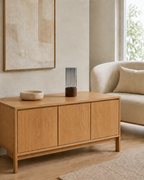 Modern Glass Vase with Timber Base 9.8" (25 cm)