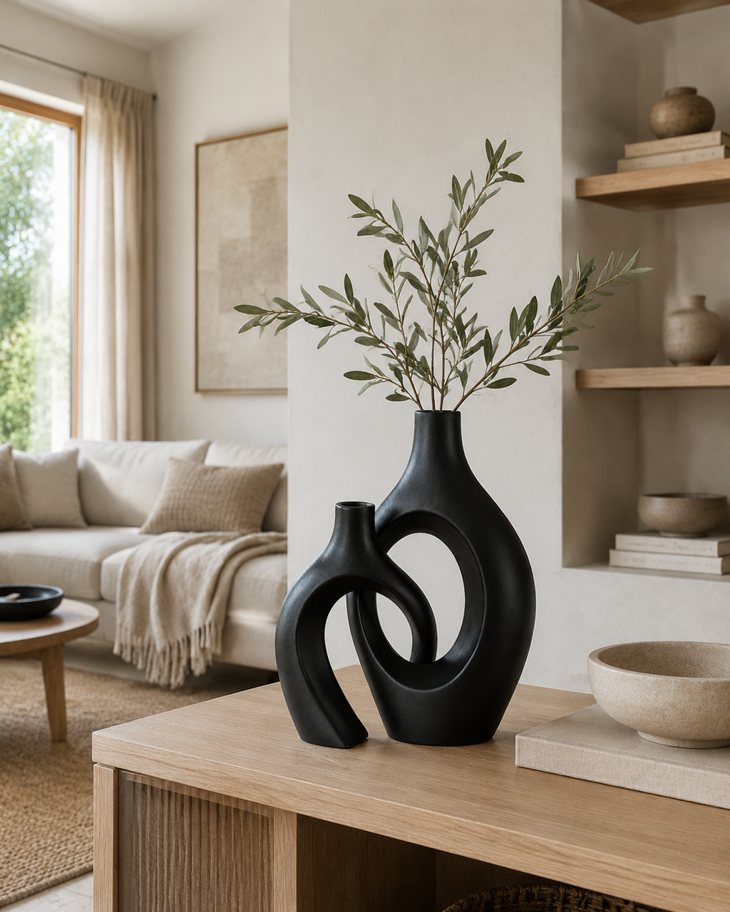 Sculptural Interlocking Vase Set