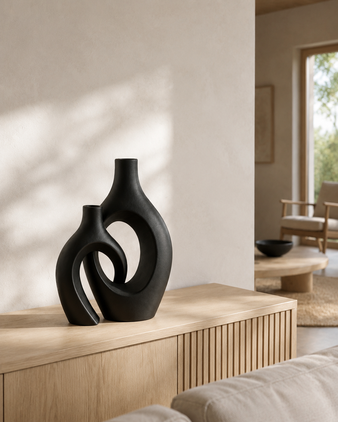 Sculptural Interlocking Vase Set